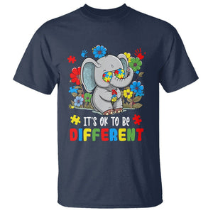 Autism Awareness Elephant T Shirt It's Ok To Be Different Proud Autistic Acceptance TS02 Navy Printyourwear