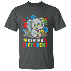 Autism Awareness Elephant T Shirt It's Ok To Be Different Proud Autistic Acceptance TS02 Dark Heather Printyourwear