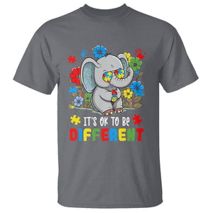 Autism Awareness Elephant T Shirt It's Ok To Be Different Proud Autistic Acceptance TS02 Charcoal Printyourwear