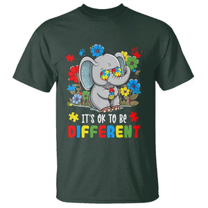 Autism Awareness Elephant T Shirt It's Ok To Be Different Proud Autistic Acceptance TS02 Dark Forest Green Printyourwear