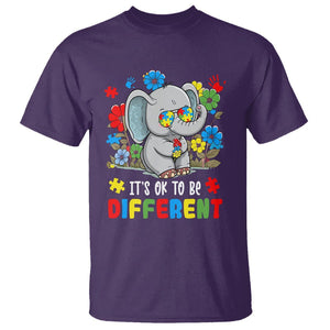 Autism Awareness Elephant T Shirt It's Ok To Be Different Proud Autistic Acceptance TS02 Purple Printyourwear