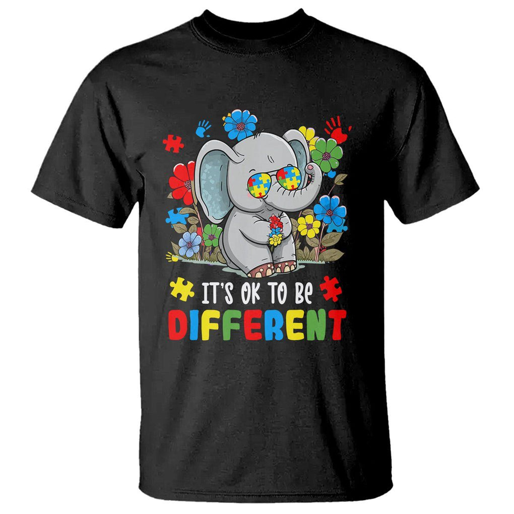 Autism Awareness Elephant T Shirt It's Ok To Be Different Proud Autistic Acceptance TS02 Black Printyourwear