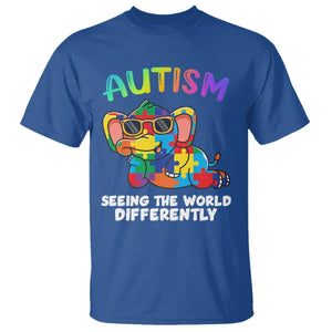 Autism Awareness Elephant T Shirt Seeing The World Differently Spectrum Puzzle Piece TS02 Royal Blue Printyourwear