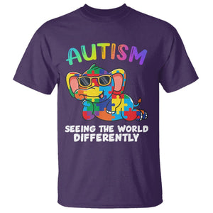 Autism Awareness Elephant T Shirt Seeing The World Differently Spectrum Puzzle Piece TS02 Purple Printyourwear