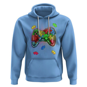 Autism Awareness Gamer Hoodie Video Game Control Puzzle Piece TS01 Carolina Blue Printyourwear