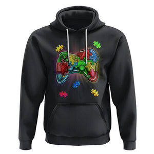 Autism Awareness Gamer Hoodie Video Game Control Puzzle Piece TS01 Black Printyourwear