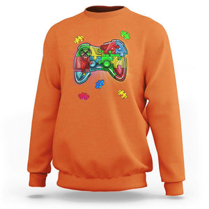 Autism Awareness Gamer Sweatshirt Video Game Control Puzzle Piece TS01 Orange Printyourwear