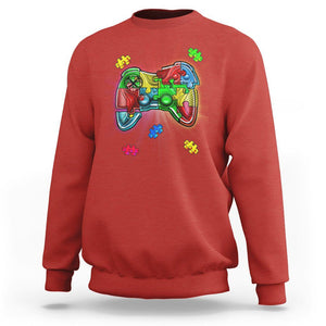 Autism Awareness Gamer Sweatshirt Video Game Control Puzzle Piece TS01 Red Printyourwear