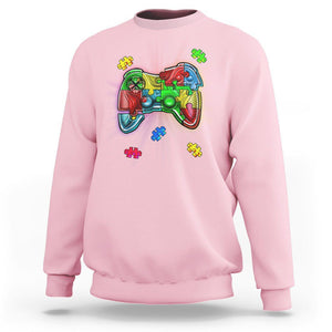 Autism Awareness Gamer Sweatshirt Video Game Control Puzzle Piece TS01 Light Pink Printyourwear