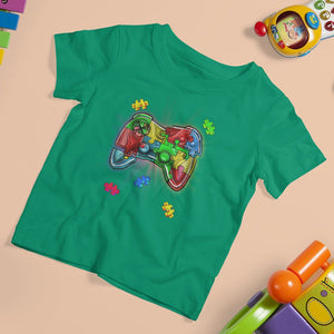 Autism Awareness Gamer T Shirt For Kid Video Game Control Puzzle Piece TS01 Irish Green Printyourwear