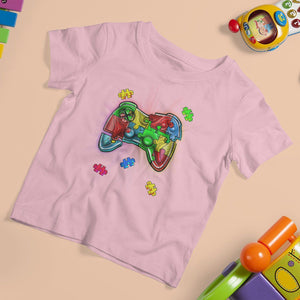 Autism Awareness Gamer T Shirt For Kid Video Game Control Puzzle Piece TS01 Light Pink Printyourwear