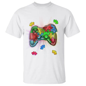 Autism Awareness Gamer T Shirt Video Game Control Puzzle Piece TS01 White Printyourwear