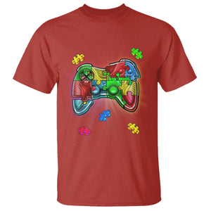 Autism Awareness Gamer T Shirt Video Game Control Puzzle Piece TS01 Red Printyourwear