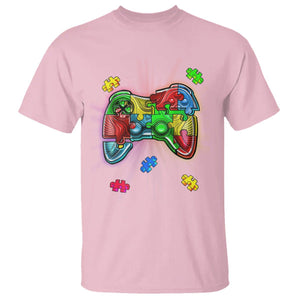 Autism Awareness Gamer T Shirt Video Game Control Puzzle Piece TS01 Light Pink Printyourwear