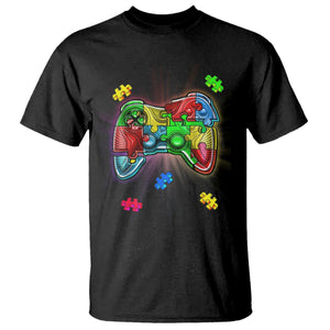 Autism Awareness Gamer T Shirt Video Game Control Puzzle Piece TS01 Black Printyourwear