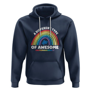 Autism Awareness Hoodie A Different Type Of Awesome Rainbow Puzzle Piece TS02 Navy Printyourwear