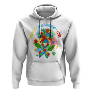 Autism Awareness Hoodie Accept Understand Love Rainbow Puzzle Sunflower TS09 White Printyourwear