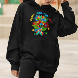 Autism Awareness Hoodie Accept Understand Love Rainbow Puzzle Sunflower TS09 Printyourwear