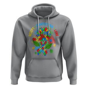 Autism Awareness Hoodie Accept Understand Love Rainbow Puzzle Sunflower TS09 Sport Gray Printyourwear