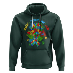 Autism Awareness Hoodie Accept Understand Love Rainbow Puzzle Sunflower TS09 Dark Forest Green Printyourwear