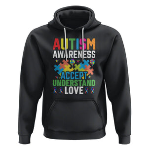 Autism Awareness Hoodie Accept Understand Love Spectrum Blue Ribbon TS01 Black Printyourwear