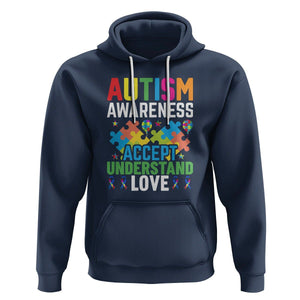 Autism Awareness Hoodie Accept Understand Love Spectrum Blue Ribbon TS01 Navy Printyourwear