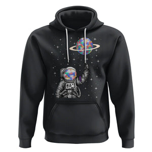 Autism Awareness Hoodie Astronaut Puzzle Balloon Autistic Outer Space TS09 Black Printyourwear