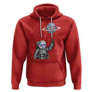 Autism Awareness Hoodie Astronaut Puzzle Balloon Autistic Outer Space TS09 Red Printyourwear