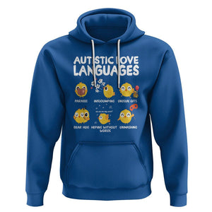 Autism Awareness Hoodie Autistic Love Languages Cute Chick TS09 Royal Blue Printyourwear