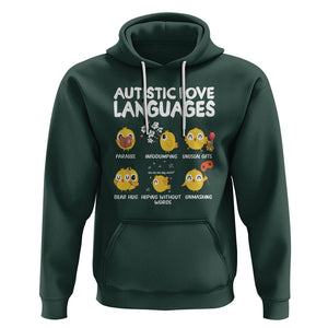 Autism Awareness Hoodie Autistic Love Languages Cute Chick TS09 Dark Forest Green Printyourwear