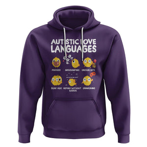 Autism Awareness Hoodie Autistic Love Languages Cute Chick TS09 Purple Printyourwear