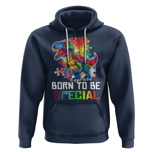 Autism Awareness Hoodie Born To Be Special Rainbow Puzzle Dinosaur TS09 Navy Printyourwear