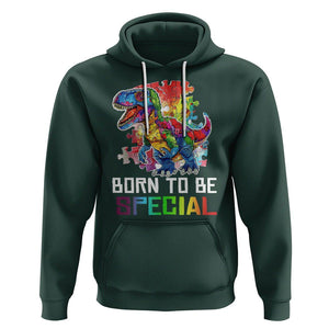 Autism Awareness Hoodie Born To Be Special Rainbow Puzzle Dinosaur TS09 Dark Forest Green Printyourwear