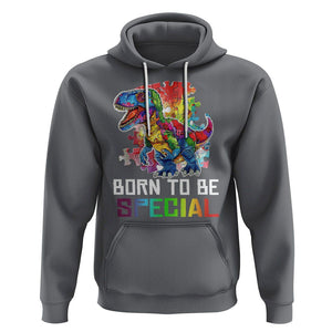 Autism Awareness Hoodie Born To Be Special Rainbow Puzzle Dinosaur TS09 Charcoal Printyourwear