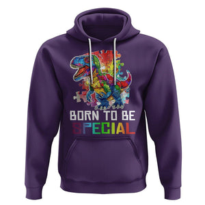 Autism Awareness Hoodie Born To Be Special Rainbow Puzzle Dinosaur TS09 Purple Printyourwear