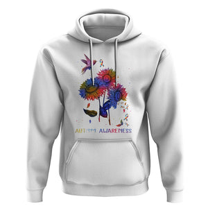 Autism Awareness Hoodie Colorful Sunflower With Bird Spectrum Ribbon TS01 White Printyourwear