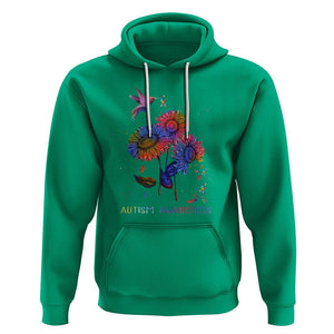 Autism Awareness Hoodie Colorful Sunflower With Bird Spectrum Ribbon TS01 Irish Green Printyourwear