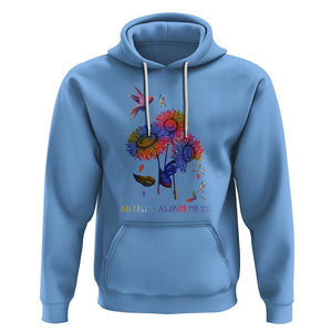 Autism Awareness Hoodie Colorful Sunflower With Bird Spectrum Ribbon TS01 Carolina Blue Printyourwear