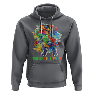 Autism Awareness Hoodie Embrace Differences Puzzle Dinosaur TS09 Charcoal Printyourwear