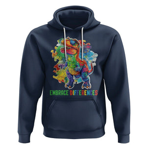 Autism Awareness Hoodie Embrace Differences Puzzle Dinosaur TS09 Navy Printyourwear