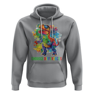 Autism Awareness Hoodie Embrace Differences Puzzle Dinosaur TS09 Sport Gray Printyourwear