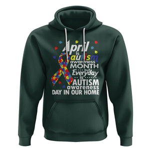 Autism Awareness Hoodie Everyday In Our Home Spectrum Puzzle Ribbon TS01 Dark Forest Green Printyourwear