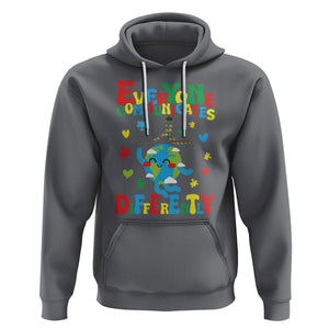 Autism Awareness Hoodie Everyone Communicates Different Puzzle Cute Earth TS09 Charcoal Printyourwear