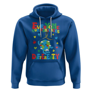 Autism Awareness Hoodie Everyone Communicates Different Puzzle Cute Earth TS09 Royal Blue Printyourwear