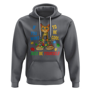 Autism Awareness Hoodie Funny Cat If You Want To Be Cool Just Be Yourself Puzzle Shoe TS09 Charcoal Printyourwear