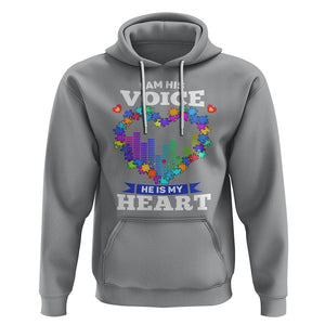 Autism Awareness Hoodie I Am His Voice He Is My Heart Mom Dad Parents Support TS09 Sport Gray Printyourwear