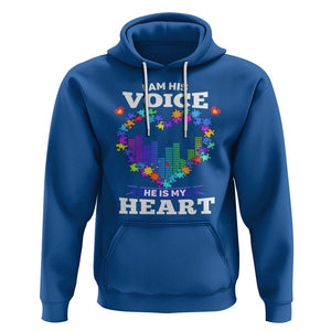 Autism Awareness Hoodie I Am His Voice He Is My Heart Mom Dad Parents Support TS09 Royal Blue Printyourwear