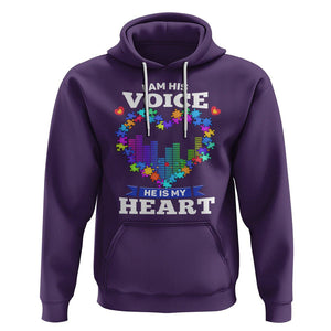 Autism Awareness Hoodie I Am His Voice He Is My Heart Mom Dad Parents Support TS09 Purple Printyourwear