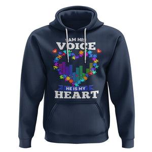 Autism Awareness Hoodie I Am His Voice He Is My Heart Mom Dad Parents Support TS09 Navy Printyourwear