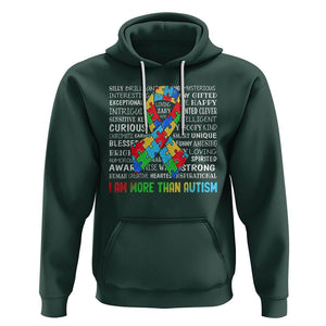 Autism Awareness Hoodie I Am More Than Autism Brilliant Strong Unique Brave Happy Creative TS09 Dark Forest Green Printyourwear